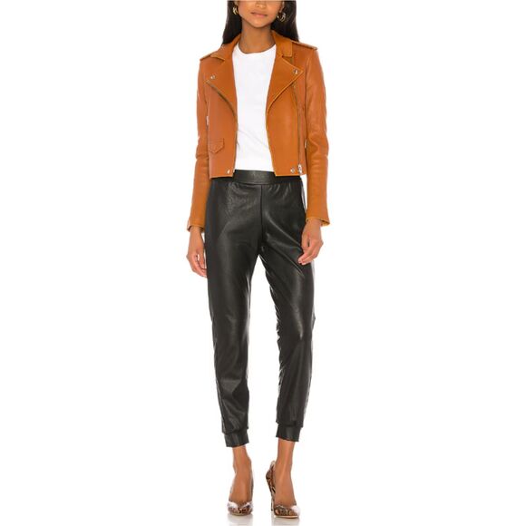 Commando Faux Leather Jogger Pants Women’s Size Medium Black Pull On Trendy - Picture 4 of 9